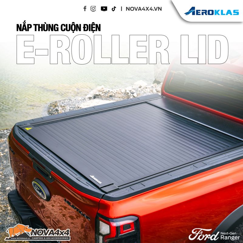 Nắp thùng cuộn điện Aeroklas E Roller LID cho Ford Ranger & Raptor 2023 2
