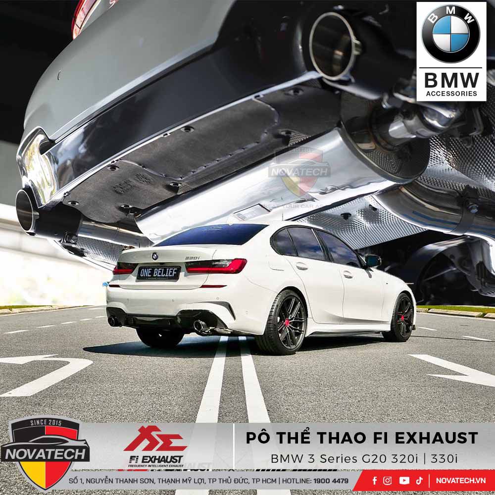 Pô Fi Exhaust cho BMW 3 Series G20 320i (B48) – Van điều khiển âm thanh, Inox T304