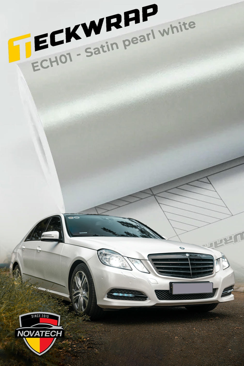PPF TeckWrap SATIN PEARL WHITE (ECH01) cao cấp cho Mercedes E250